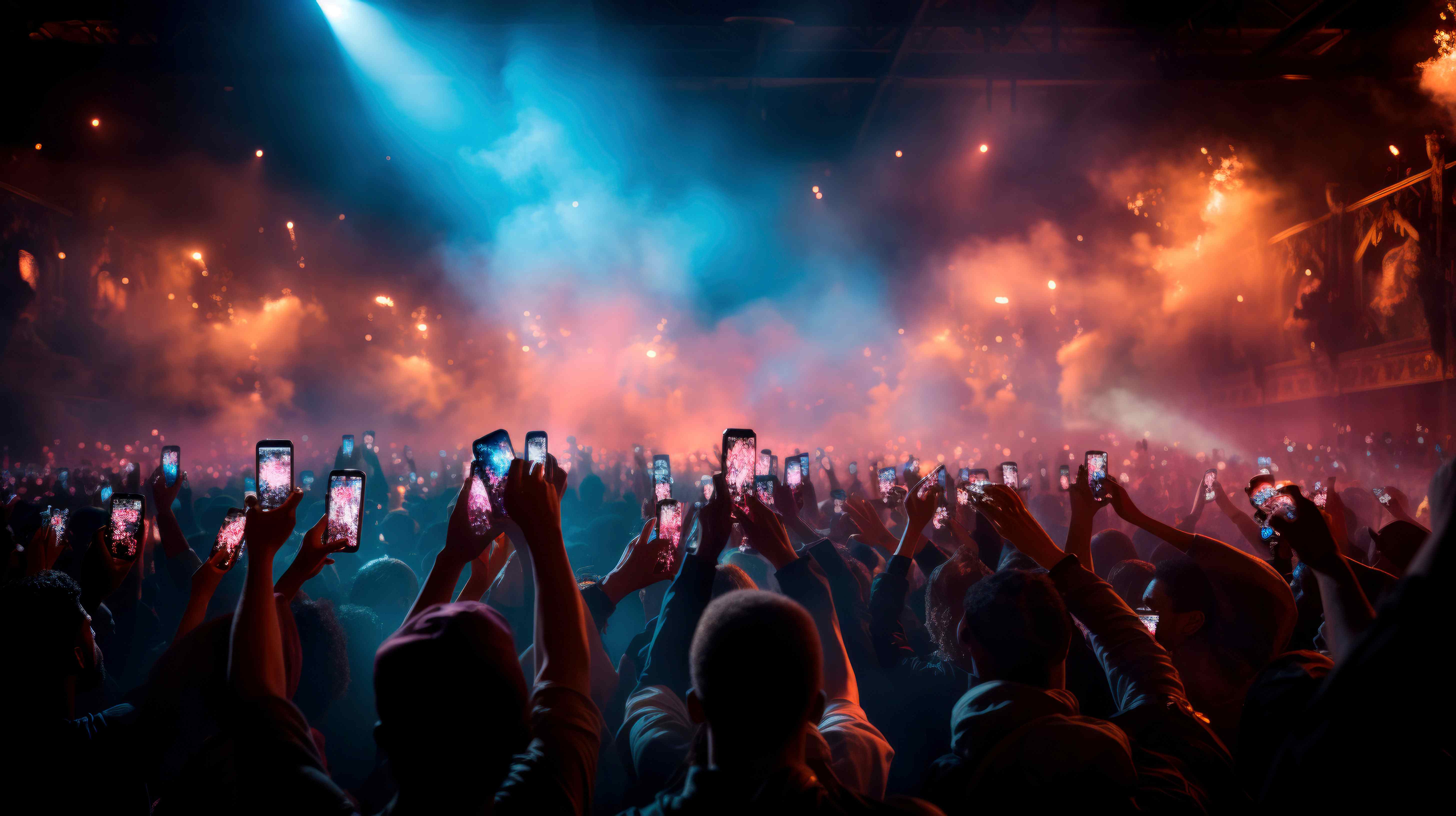 people with phones up at a concert